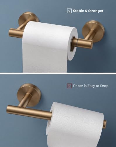 FORIOUS Toilet Paper Holder Wall Mount, Stainless Steel Rustproof Double Post Pivoting Tissue Roll Holder for Bathroom, Commercial Toilet Paper Dispenser (Champagne Bronze, Classic 1 Pack)
