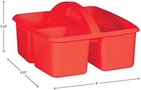 Teacher Created Resources Red Portable Plastic Storage Caddy 6-Pack for Classrooms, Kids Room, and Office Organization, 3 Compartment