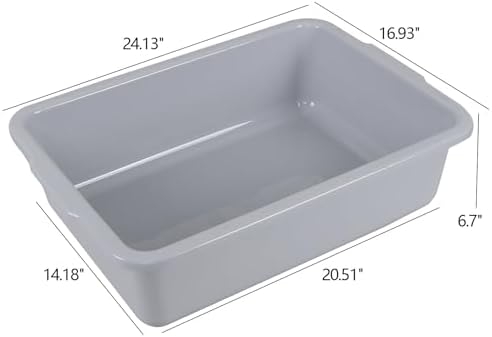 Anbers 32L Commercial Bus Box for Restaurant, 4 Packs Utility Bus Tub, Grey