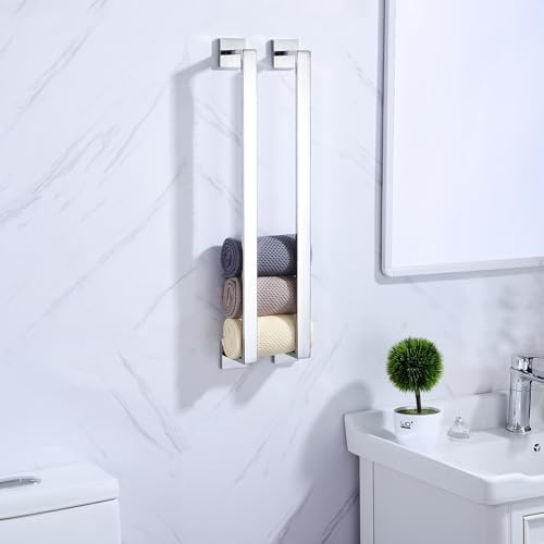 LANC 32-Inche Long Towel Bars for Bathroom Wall Mounted Polished Chrome Bath Towel Racks Stainless Steel Silver Towel Rails for Kitchen Square Towel Holder Total-33.5” Towel Hanger, A8804CP-8P1