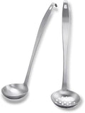 Stainless Steel Soup Ladle,Serving Ladle Scoop And Slotted Spoon Set Of 2 with Hook and Hole for Easy Hanging,Cooking Utensils Set for Kitchen