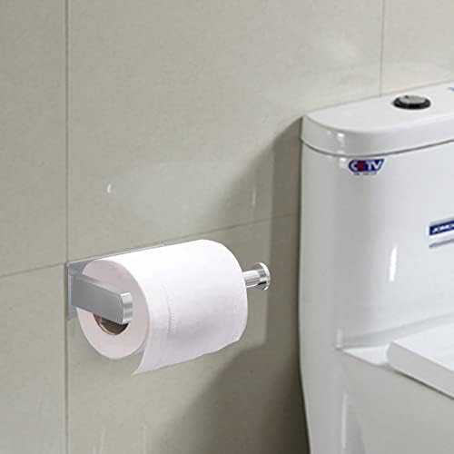 EMPAVA Self Adhesive Toilet Paper Holder - SUS304 Stainless Steel Rustproof No Drilling Paper Roll Holder Stick on Wall for Bathroom, Kitchen, Washroom, Silver