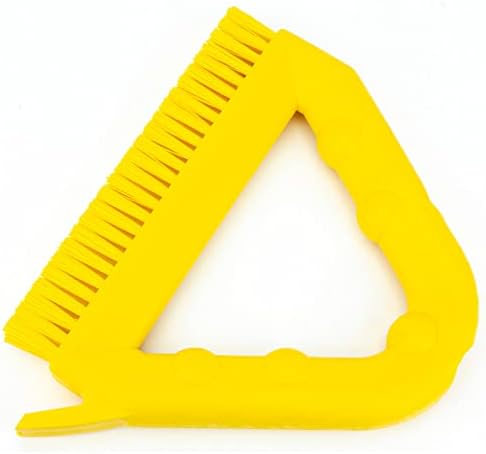 SPARTA Plastic Commercial Grout Brush, Triangle-Shaped Scrub Brush with Scraper and Two Threaded Holes for Attaching Handle (Sold Separately), 9 x 7 x 7 Inches, Yellow, (Pack of 4)