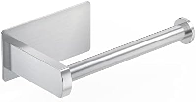 EMPAVA Self Adhesive Toilet Paper Holder - SUS304 Stainless Steel Rustproof No Drilling Paper Roll Holder Stick on Wall for Bathroom, Kitchen, Washroom, Silver
