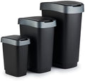 Rotho Twist Kitchen Bin Set of 3 10 L 25 L 50 L Lid Black/Silver