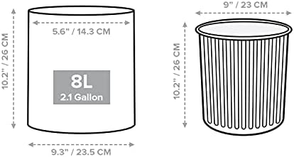 Modern Round Waste Basket,2.1Gal/8L Open Top Trash Bin,White Garbage Can with Removable Plastic Bin,Keeps Liner Bag Hidden,Bathroom Garbage Can or Trash Can for Kitchen,Minimalist Office Trash Can
