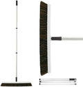 Slim Upright Horsehair Broom 18" – Narrow Thin Dust Broom for Hardwood Floors, Soft Bristles for Dog Hair – Swivel Head with 48" 3-Part Handle – Home & Kitchen Use