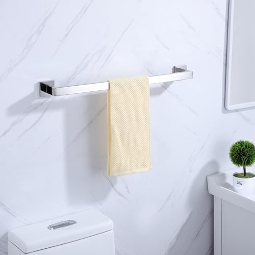 LANC 32-Inche Long Towel Bars for Bathroom Wall Mounted Polished Chrome Bath Towel Racks Stainless Steel Silver Towel Rails for Kitchen Square Towel Holder Total-33.5” Towel Hanger, A8804CP-8P1