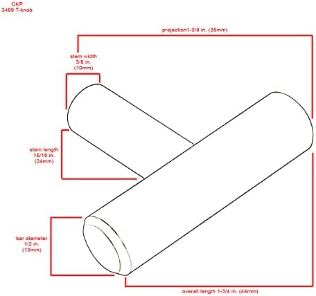 #3489-1-3/4 in. CKP Brand (45mm) T-Knob, Cinnamon-10 Pack