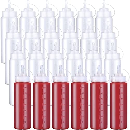 24 Pcs Squeeze Bottles, Sauce Bottles, Squirt Bottle, Salad Dressing, 12 oz