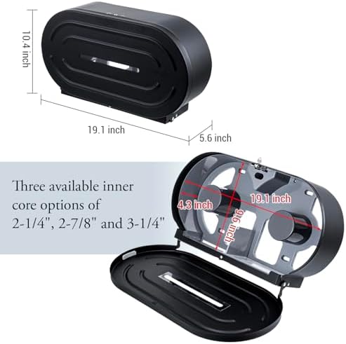 MyGift Matte Black Stainless Steel Double Toilet Paper Dispenser, 9 Inch