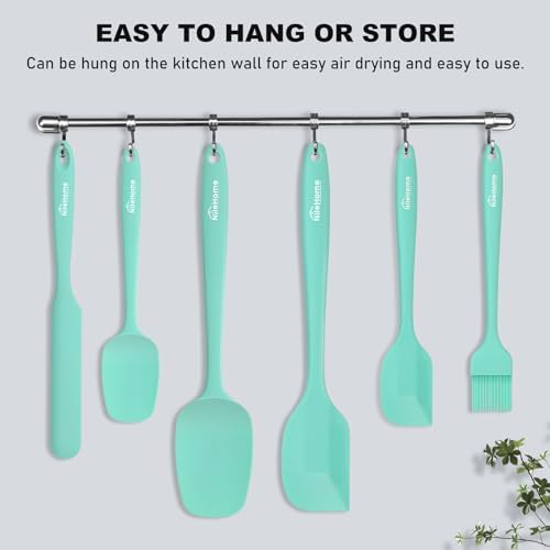 NileHome 6 Pieces Silicone Spatula Set with Silicone Brush,Turquoise