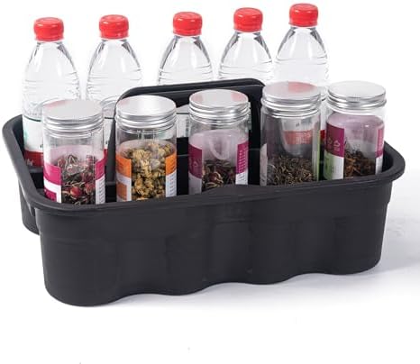 Matthew Large Plastic Tote Tool & Deluxe Supply Cleaning Caddy with Handle Portable Shower Basket Storage Caddy for Cleaning Products Organizer,Take-Out Coffee/Soft Drink,Bath Multi Use - Black