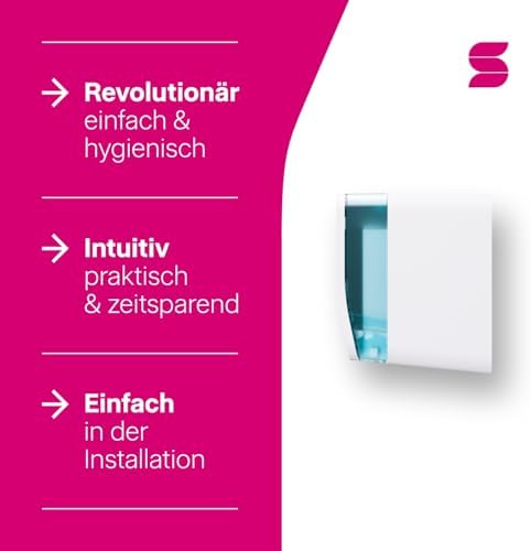 Satino HYGINITY Paper Towel Dispenser for Smaller Washrooms - for V Fold & C Fold Paper Towels - Made in Germany - Towel Dispenser for PT3 & H3 Towel Paper with Level Indicator - White