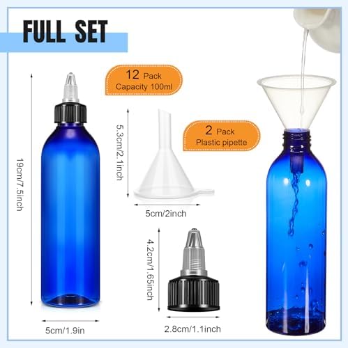 Barydat 12 Pcs 8 oz Squeeze Applicator Bottles for Hair Oiling, Blue