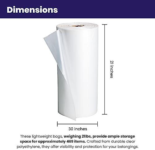 Norton Supply Dry Cleaning Poly Bags - Transparent Plastic Garment Cover, 30" Long, 100 Gauge Thickness, Suit Packing, Travel & Laundry Clothes Closet Hanging