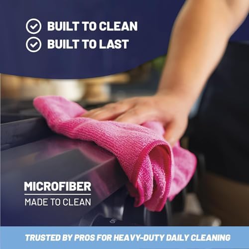 MW PRO Microfiber Cleaning Cloths Orange (12 Pack, 12x12) - Commercial Janitorial Towels & Lint Free Rags - Heavy Duty for Auto Detailing, Glass Windows, Housekeeping & Screens - Washable 300+ Times