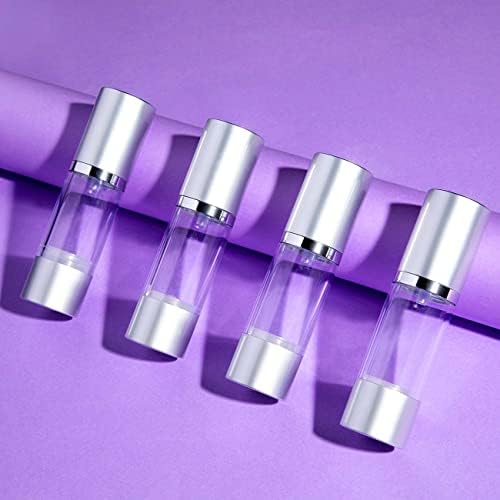 Cosmetic Packaging Now! Luxe Airless Bottle, Clear Airless Bottles w/Matte Silver Cap, Multi-Pack Bundle (50 ML, 6 Pack)