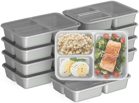 Bentgo Prep 3-Compartment Meal Prep Containers with Lids, 20 Piece Set