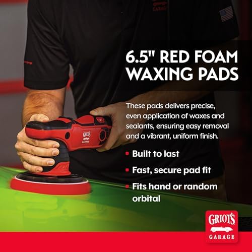 Griot's Garage 6.5” Red Foam Waxing Pads for Car Detailing, Polishing and Buffing Pads for Use with Waxes and Sealants, 10624, Set of 2