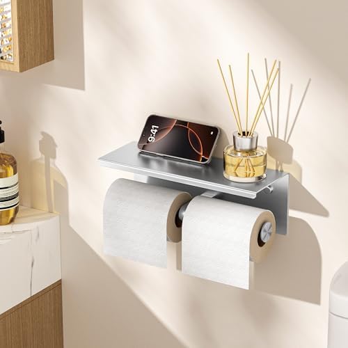 FORIOUS Toilet Paper Holder with Shelf, Commercial Toilet Paper Dispensers