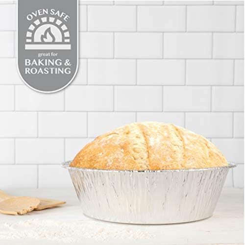 PLASTICPRO 10'' Inch Round Deep Tin Foil Pans Disposable Aluminum, Freezer & Oven Safe - For Baking, Cooking, Storage, Roasting, & Reheating, Pack of 10