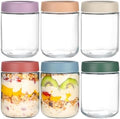 Artcochan Overnight Oats Containers with Lids 16 oz Glass Jars 6 Pack Glass Mason Jars with Airtight Lids, Perfect for Oats, Yogurt, Chia Pudding, Snack