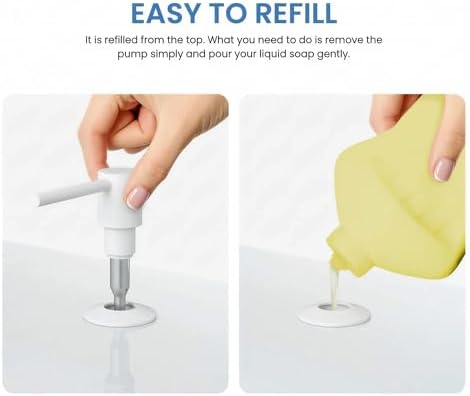 Kibi Kitchen Soap Dispenser – Lead-Free Solid Brass, Top-Fill Refillable Liquid Dispenser, 8.5 oz Capacity, Rust & Corrosion Resistant, Countertop Accessory for Kitchen & Bar Sink (Matte White)