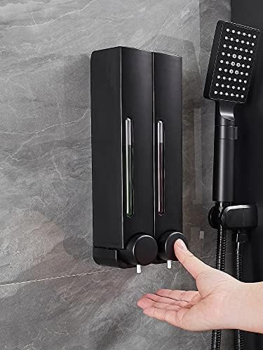Shower Shampoo Dispenser, 1x420ml Chamber Soap Dispenser Wall-Mounted Shower Pump Soap Dispenser Shampoo Box Lotion Shower Gel Container Dispenser for Toilet Bathroom Hotel