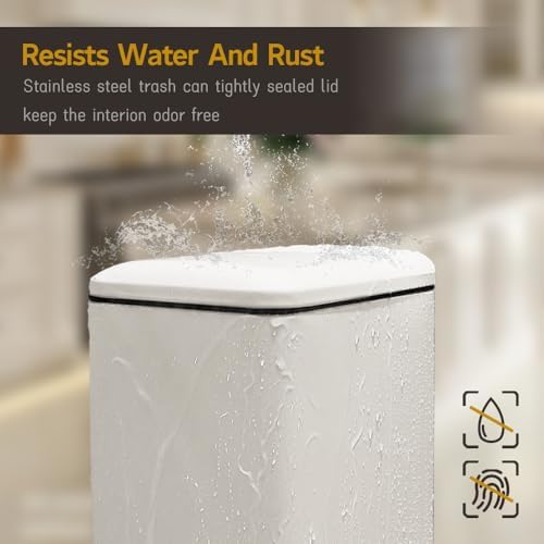 Bathroom Trash Can, Pedal Trash Bin with Removable Liner, White