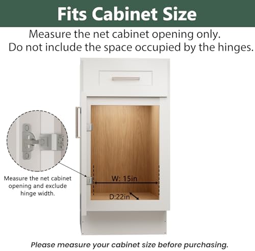 LOVMOR 2 Tier Individual Pull Out Cabinet Organizer 14½" W x 21½" D, Slide Out Kitchen Cabinet Storage Sliding Shelves