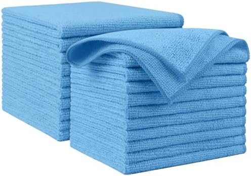 AIDEA Microfiber Cleaning Cloth Blue 20PK, Cleaning Rags 12×12"