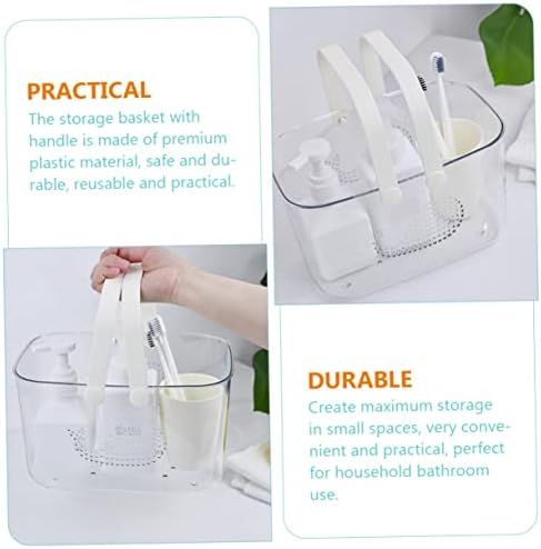 Shower Basket Plastic Storage Basket Shower Organizer Bucket with Handle Whale Pattern for Kitchen Dorm Bathroom Garden Cleaning Supplies White