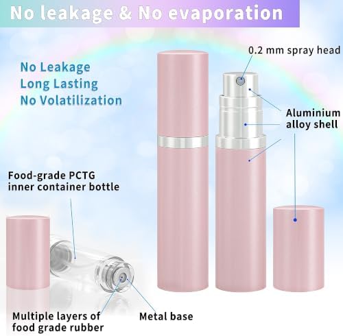 5ml Refillable Perfume Atomizer Travel Bottle, Perfume Spray Bottle (Pink)