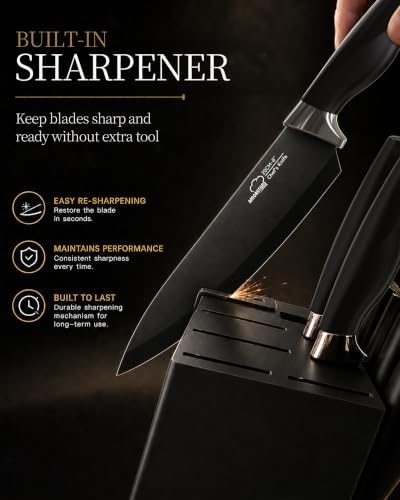 Amorston Knife Set 15 Piece Kitchen Knife Set with Block