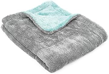 The Rag Company Liquid8r Car Drying Towel, Aqua Blue/Grey, 20x24 in, 1-Pack