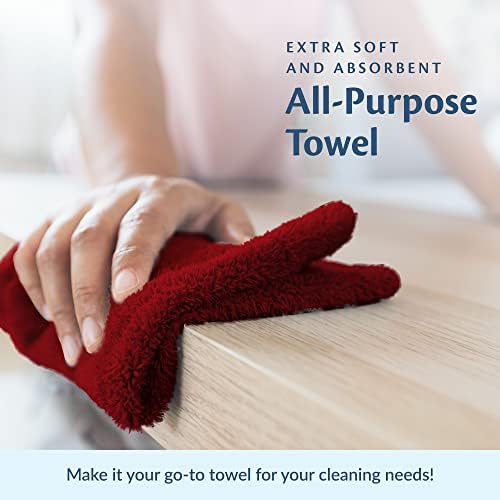 100% Cotton Chamois Cleaning Towels, 12 Pack, Burgundy