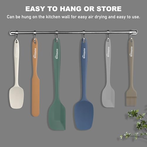NileHome 6 Pieces Silicone Spatula Set with Silicone Brush,Forest Style