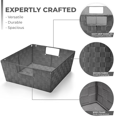 Sorbus Baskets for Organizing, Woven Storage Set (Set of 3, Gray)