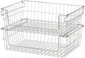 TRINITY 2-Pack Stackable Metal Wire Storage Baskets With Handles, EcoStorage Chrome, 19 Inches