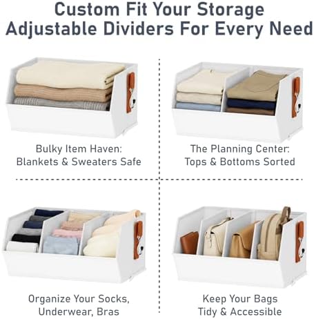Hanging Closet Organizer Extra Large, Clothes Hanging Shelves for Closet with Divider, Collapsible Closet Storage System, Fabric Storage Bins for Home, Dorm, Rv, Sweaters, Handbags, Underwear, Sock