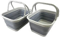 SAMMART Collapsible Tub with Handle 12L (3.17 Gallon) Set of 2- Portable Picnic Basket/Crate - Foldable Storage Container for Dishes Washing, Camping and Home (Grey)