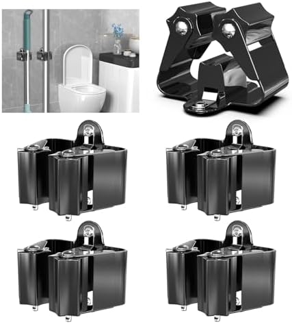 3-H Broom Holder Wall Mount 4 Pack, Stainless Steel Mop Hanger with Screws
