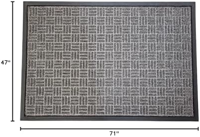 ULTRALUX Indoor Outdoor Rubber Scraper Door Mat, Non-Slip 47”x71” Dark Gray