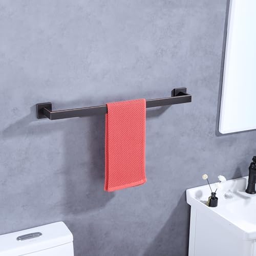 LANC ORB 20-Inch Towel Bar for Bathroom Wall Mounted Heavy Duty Square Towel Rack Oil Rubbed Bronze Towel Hanger Bath Towel Holder Towel Rail Total-22 Towel Rod, A8804ORB-5P1