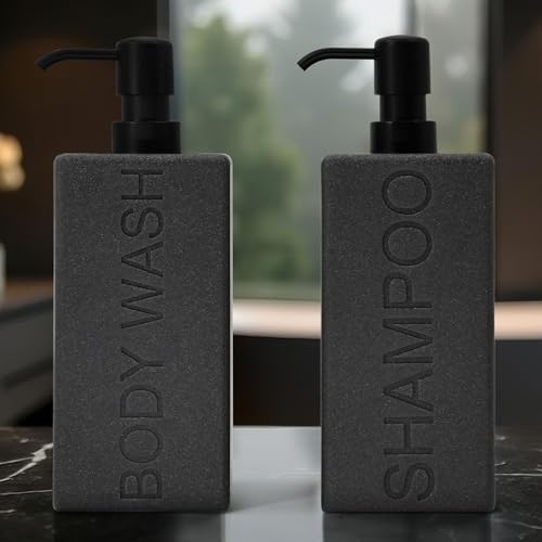 Rectangular Resin Dispenser Premium Bathroom Shampoo Conditioner Body Wash Bottle Modern Refillable Pump Design