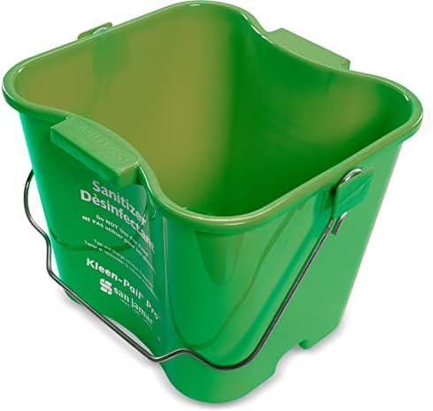 San Jamar Kleen-Pail Pro Detergent Pail Cleaning Bucket with Bail Handle for Cleaning, Kitchens, Restaurants, And Janitorial Use, Plastic, 8 Quarts, Green, (Pack of 12)