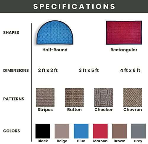 Envelor Commercial Floor Mat Entrance Large Door Indoor Entry Rug Low Profile Doormat Heavy Duty Entryway Outdoor Rug, Chevron, 48 x 72 Inches, Maroon Chevron - Maroon