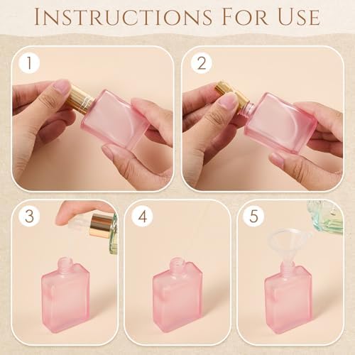 Domensi 30 Pack 15 ml Glass Square Perfume Bottle Empty Bulk, Chypre Color