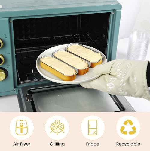 100 Pack Mini Cake Pans with Lids and Spoons, Disposable Aluminum Foil Cake Tins（6.8oz） Individual Small Cake Baking Containers for Party, Wedding, Birthday